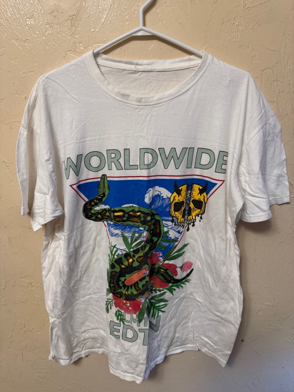 Worldwide Reptile Graphic Tee - White with Green & Yellow Print